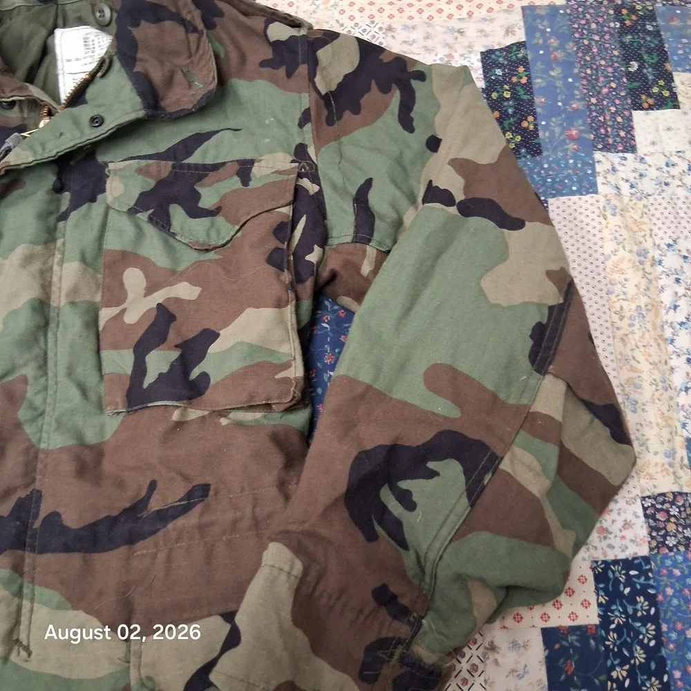 Vintage 1982 Alpha Industries M65 Field Coat Mens XS Regular Woodland Camo US GI